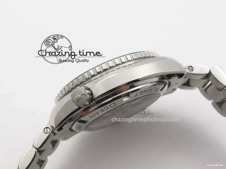 1229 Planet Ocean GMT 42mm V6F 1:1 Best Edition Blue Bezel Orange Numbers On SS Bracelet A Compact 8254